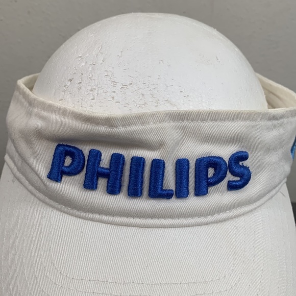 Philips Visor Unisex Adjustable White Blue Pinnacle Strapback Cap Port Authority - Picture 3 of 13